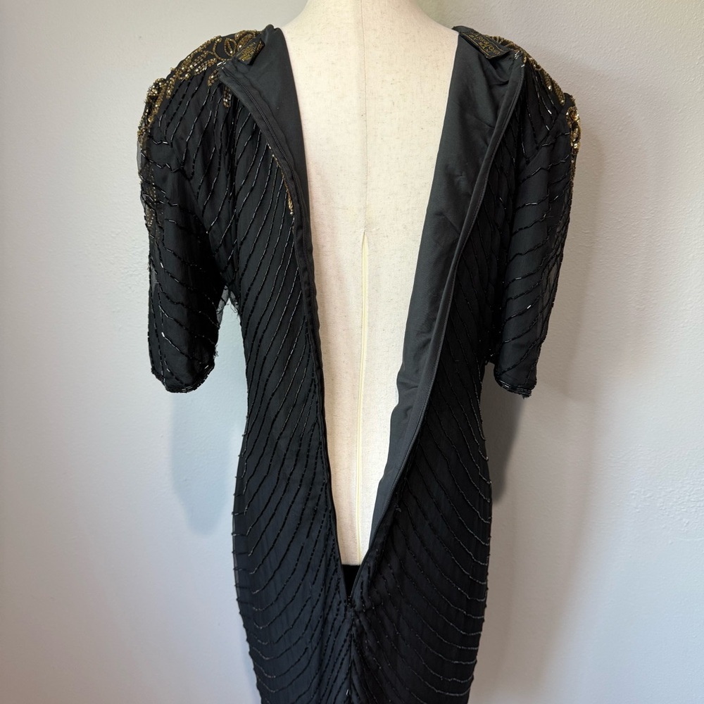 Elegant Black and Gold Embellished Dress - Picture 5 of 11